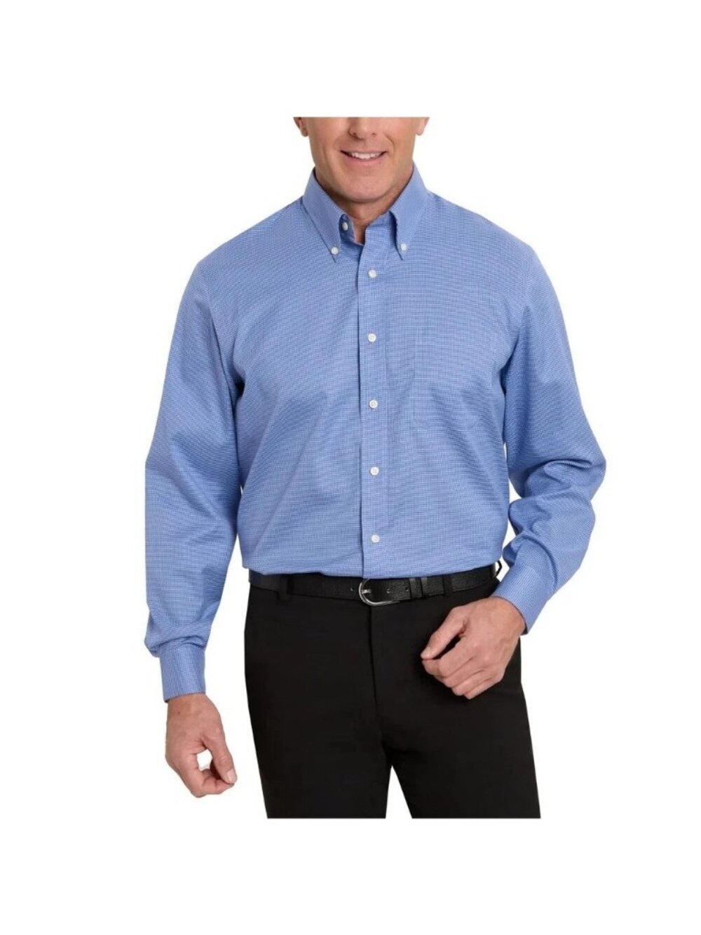 Kirkland Signature Men's L Blue Long-Sleeve Dress Shirt Pattern F1018
